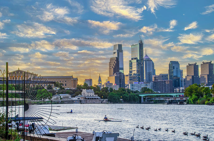 Philly Skyline from Boathouse Row at Dawn Photograph by Bill Cannon