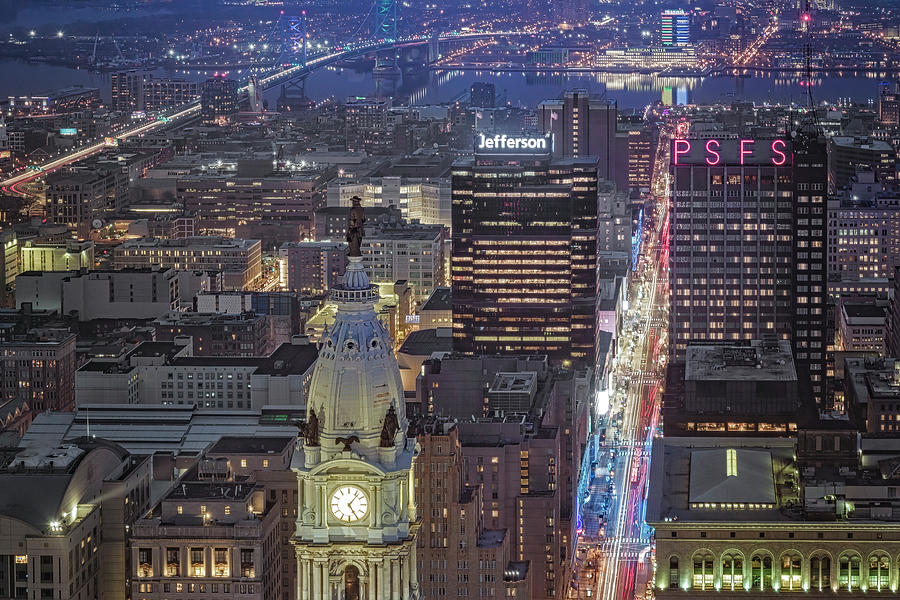 Philly Twilight From Above Photograph by Susan Candelario