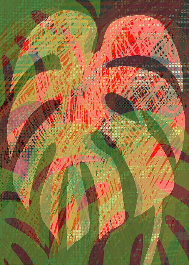 Abstract Digital Art - Monstera Shadows by Jennifer Lommers