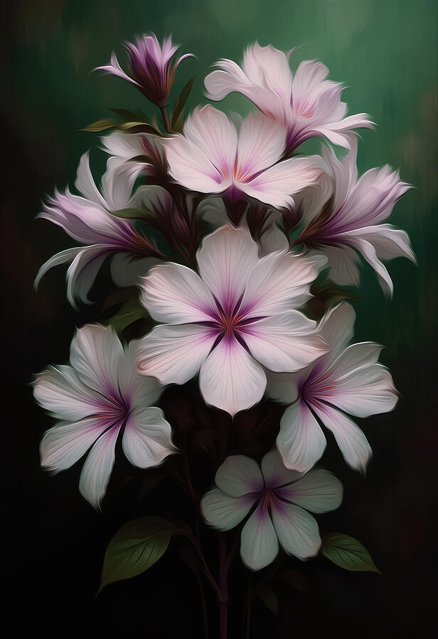 Delicate Blossoms in Vibrant Colors Digital Art - Phlox Flower Wall Art by Vintage Wall Art