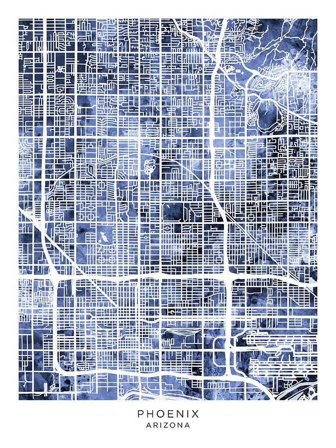 Phoenix Arizona City Map #39 Digital Art by Michael Tompsett