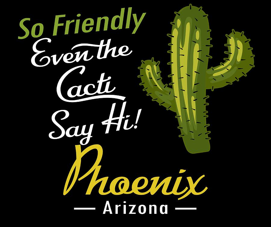 Phoenix Arizona Funny Vintage Cactus Digital Art by Flo Karp