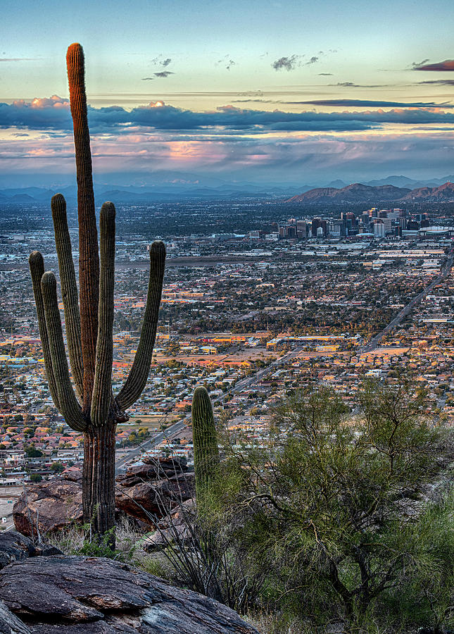 Phoenix Arizona Skyline Sunset Photograph by Dave Dilli