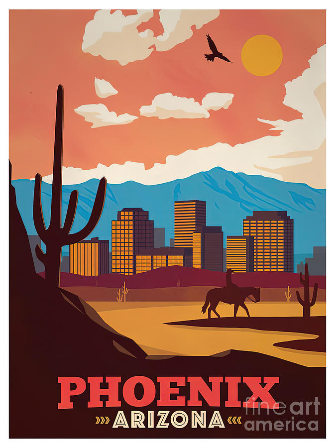 Phoenix Arizona Vintage Travel Poster Photograph by Carlos Diaz