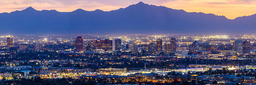 Phoenix City Lights Panorama Photograph by Roupen Baker