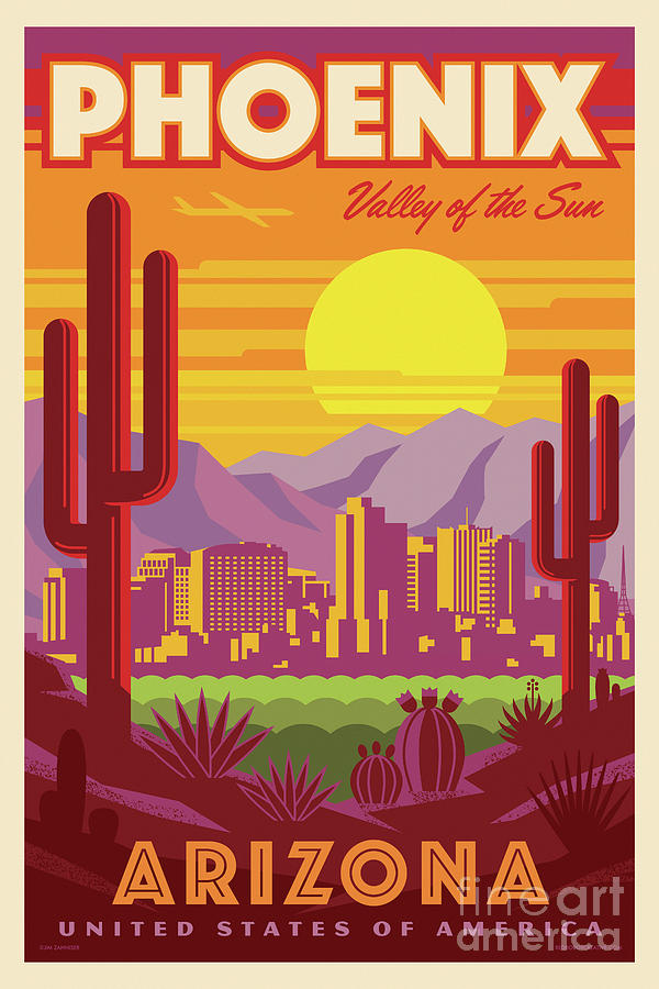 Phoenix Suns Digital Art - Phoenix Poster - Vintage Travel by Jim Zahniser