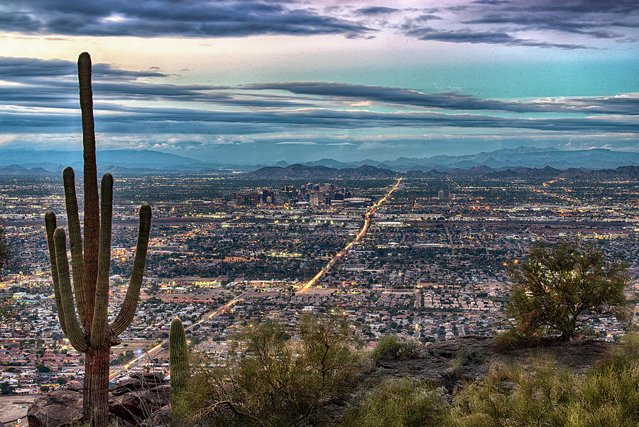 Phoenix Skyline in the evening Photograph by Dave Dilli