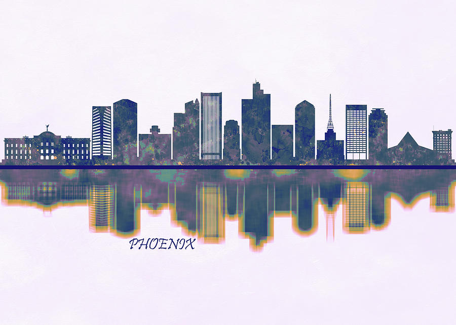 Phoenix Skyline Painting by NextWay Art - Pixels