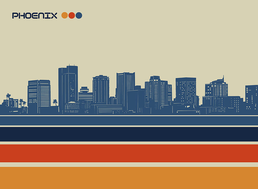 Phoenix Skyline Retro 2 Digital Art
