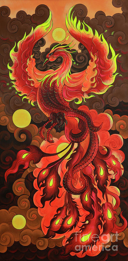 Phoenix Painting by Solongo Chuluuntsetseg