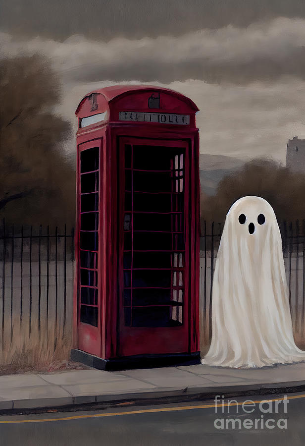 Halloween Painting - Phone Box Ghost  by N Akkash