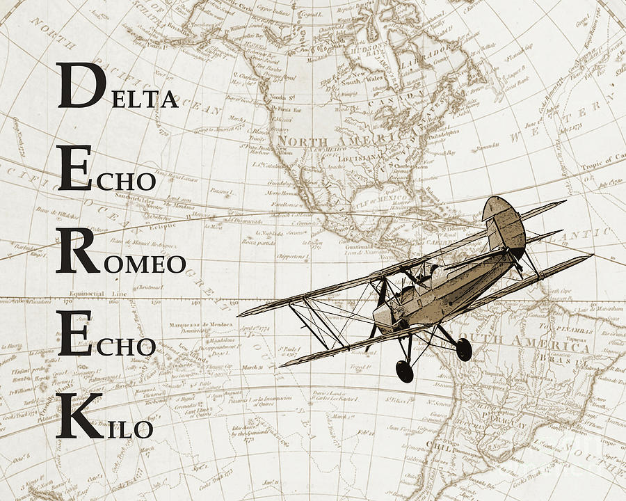 Vintage Photograph - Aviation alphabet custom name - DEREK by Delphimages Photo Creations