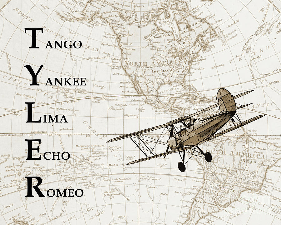 Vintage Photograph - Aviation alphabet custom name - TYLER by Delphimages Photo Creations