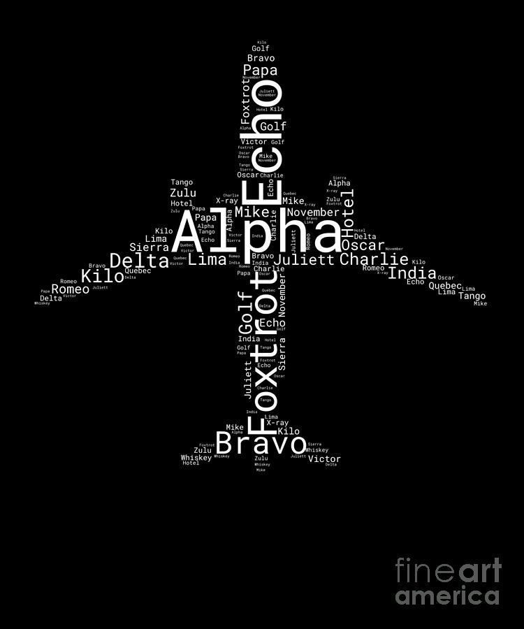 Phonetic Alphabet for Pilot, Aircraft Aviation Digital Art by Amusing