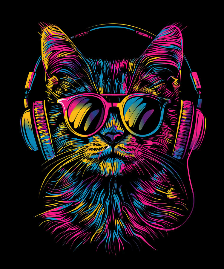 Music Digital Art - Phonic Felines Cat DJ by Rush