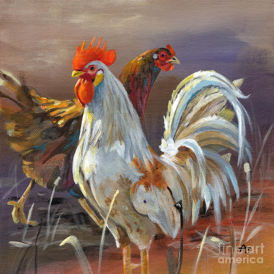 Photo Bomb - Chickens Painting by Annie Troe