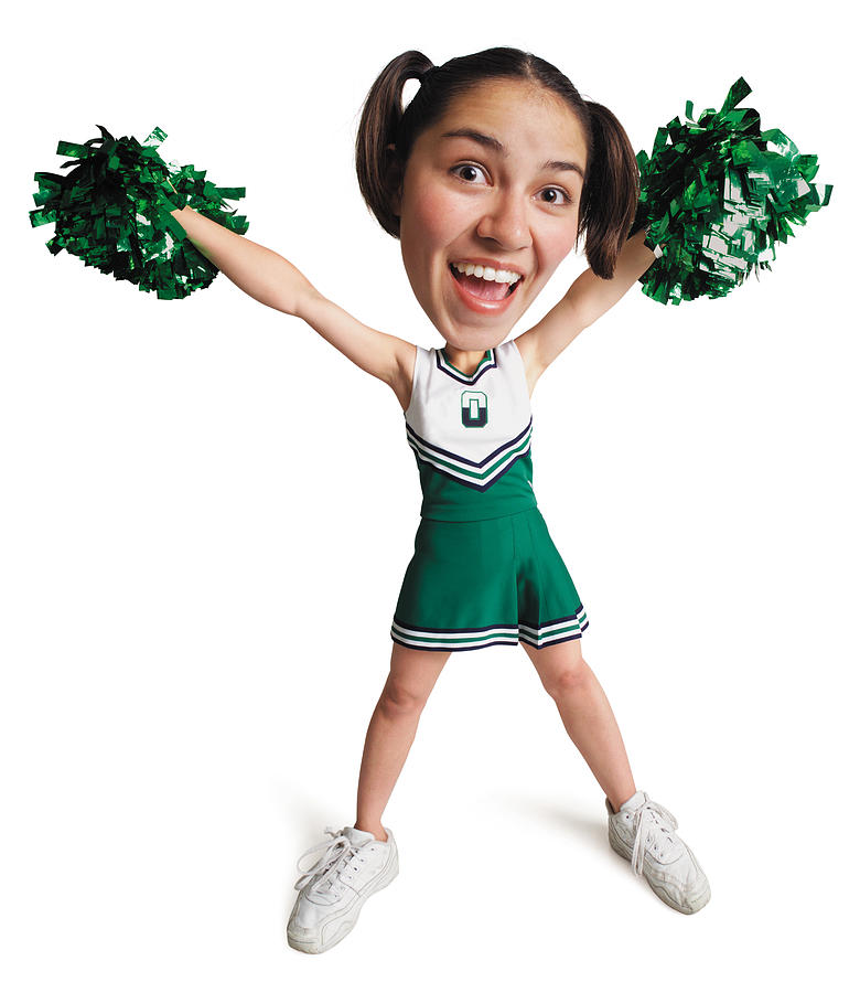 Photo Caricature Of A Cheerleader Cheering And In A Victory Stance With Pom-poms In The Air Photograph by Photodisc