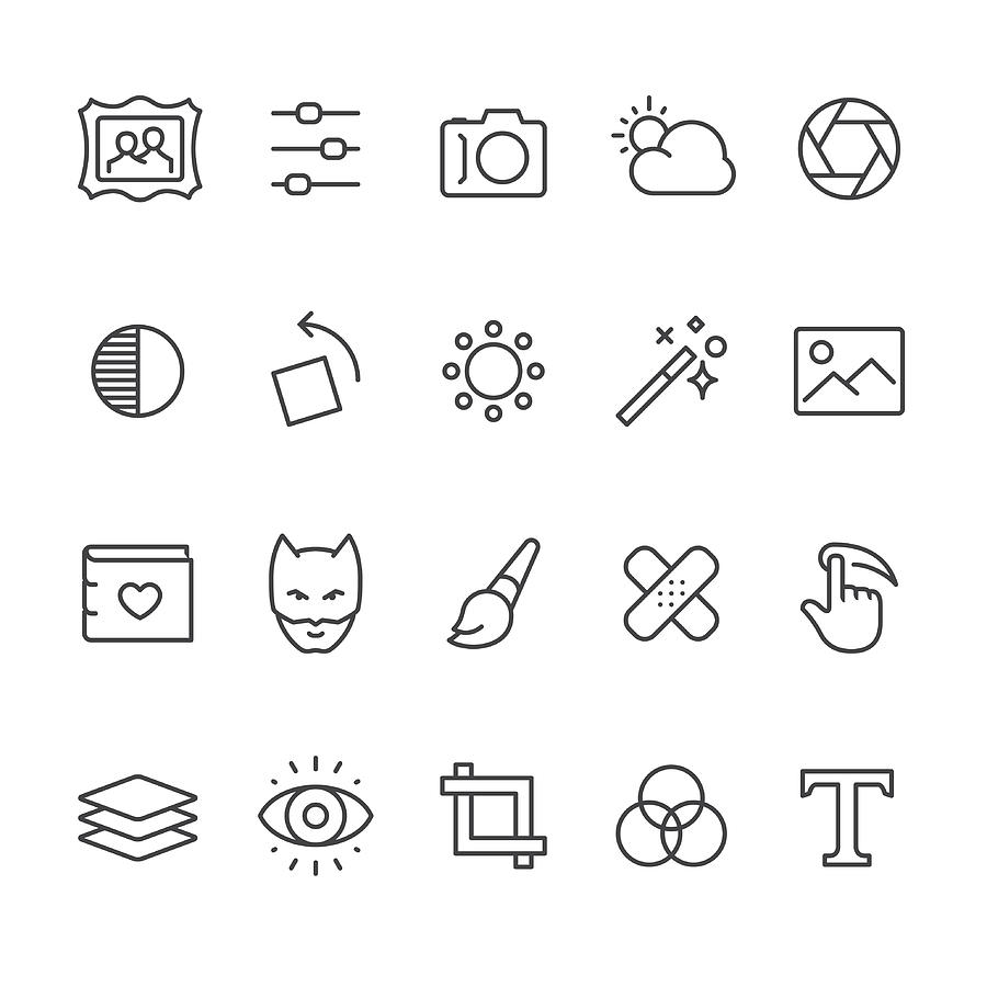Photo Editor vector icons Drawing by Lushik