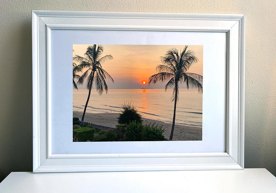 Photo Of A Framed Wall Art Sunrise Picture. Photograph