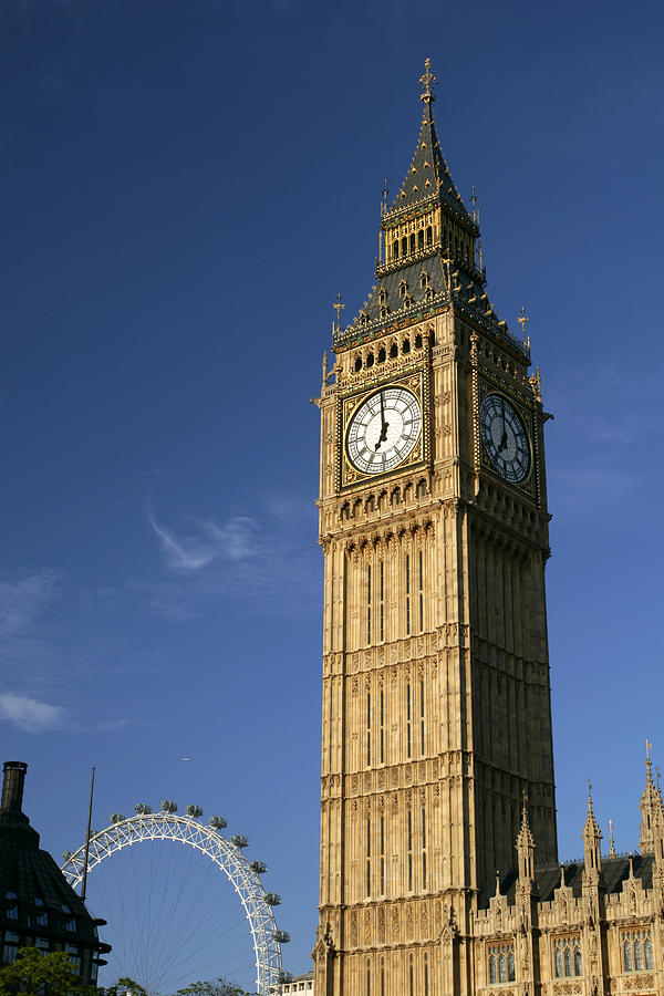 Photo of Big Ben and London Eye with a sky view background Photograph by Gp232