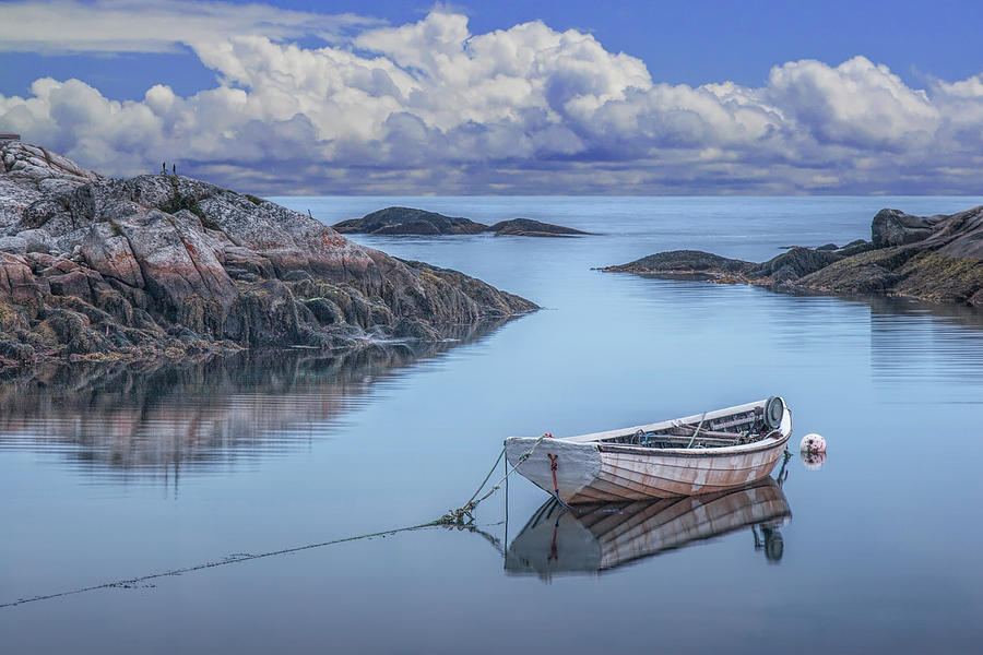 Photograph of a boat in Peggys Cove Harbor Photograph by Randall Nyhof