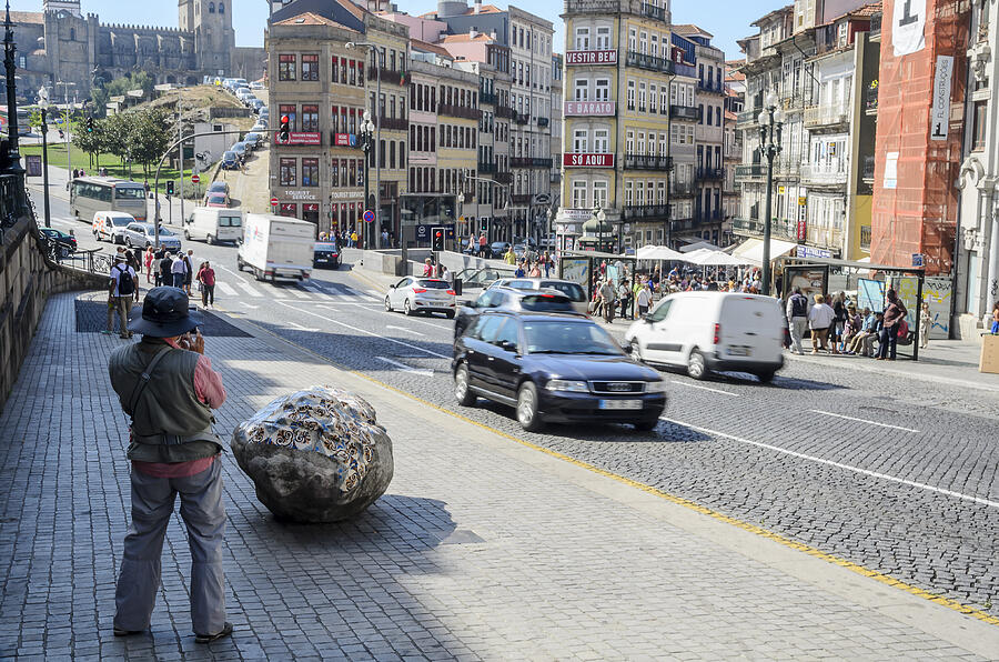 Photographer, photographing Clerigos street in Porto Portugal Photograph by Kcris Ramos