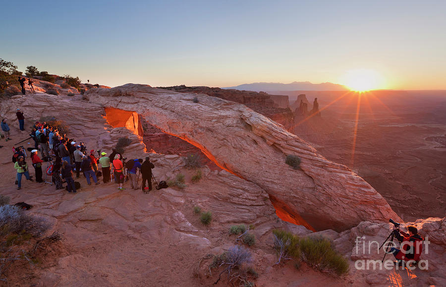 Photographers at Sunrise Mesa Arch, Canyonlands National Park, Utah, USA Photograph by Neale And Judith Clark
