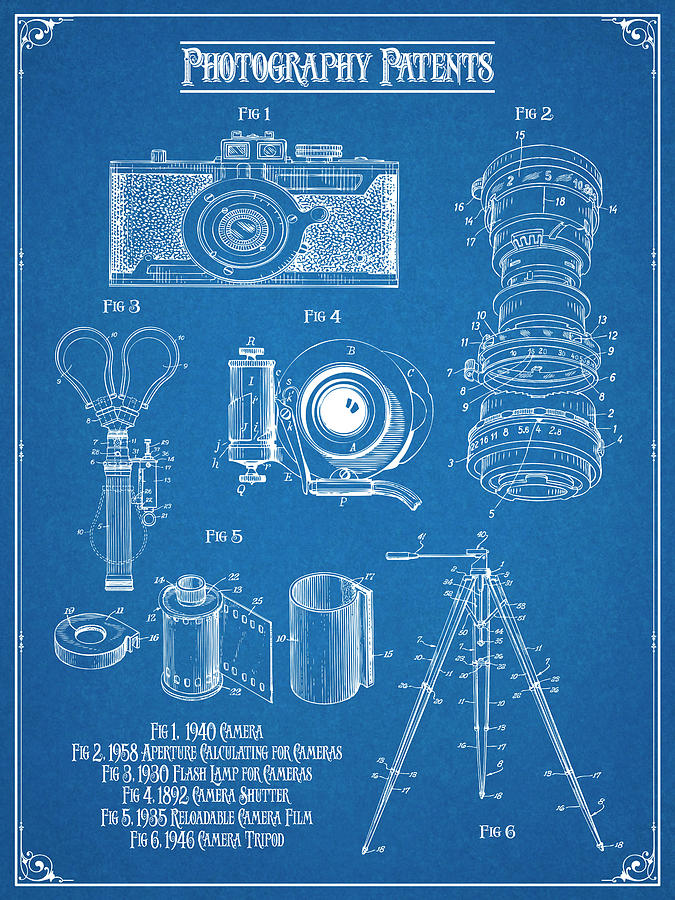 Photography Patents Poster Blueprint Drawing by Greg Edwards Pixels