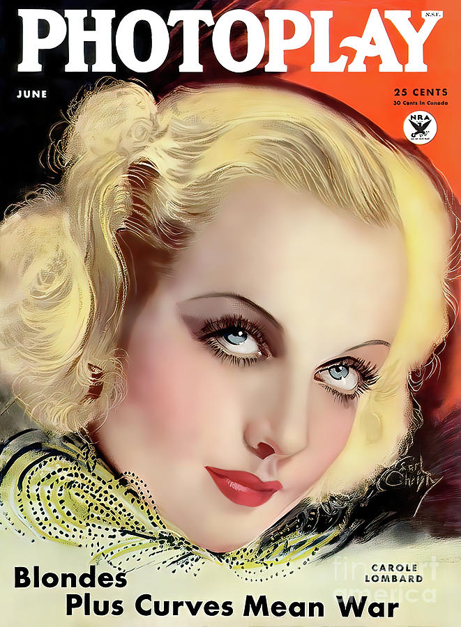 Photoplay Magazine 1934 with Carole Lombard Photograph by Carlos Diaz