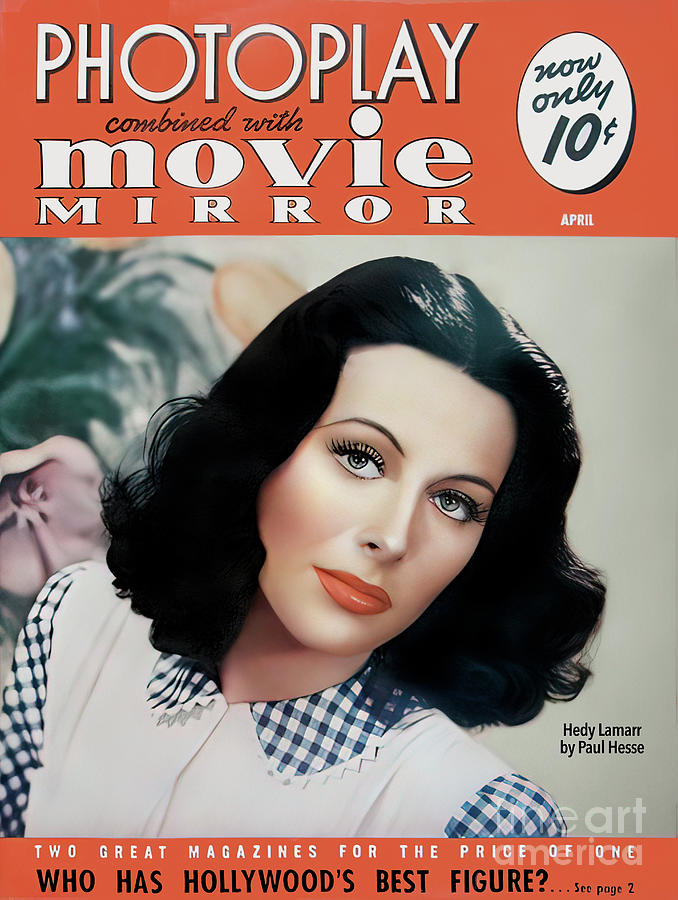 Photoplay Magazine 1941 Cover with Hedy Lamarr Photograph by Carlos Diaz