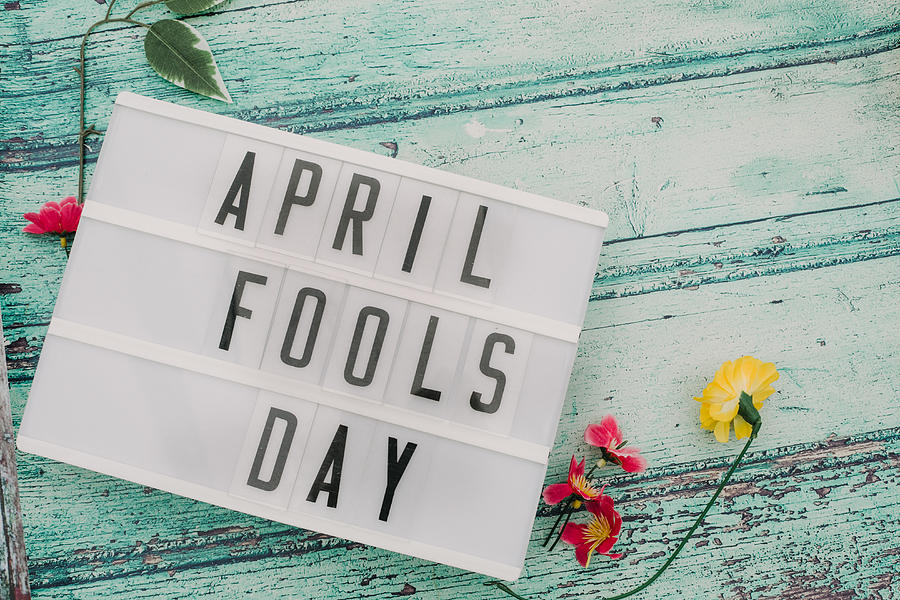 Phrase April fools day in lightbox Photograph by Carol Yepes