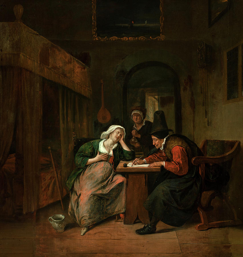 Physician and a Woman Patient, 1665 Painting by Jan Steen - Pixels