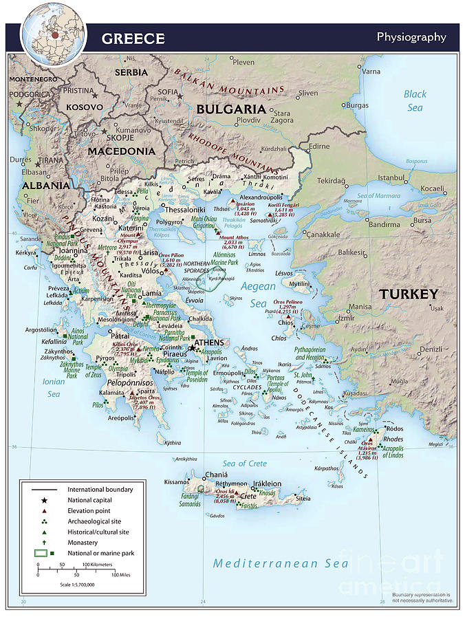 Physiographic Map Of Greece, 2010 Drawing by Granger - Fine Art America