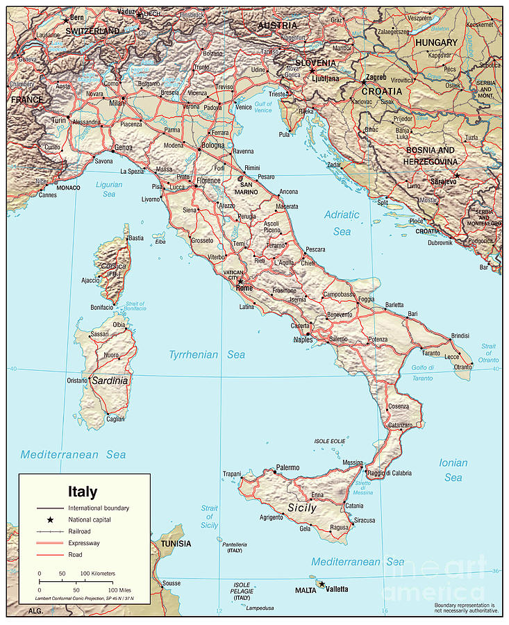 Physiographic Map Of Italy, 2005 Drawing by Granger - Fine Art America
