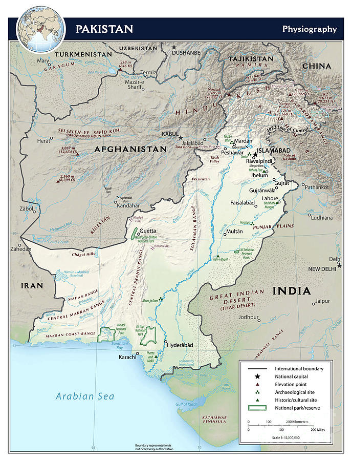 Physiographic Map Of Pakistan, 2010 Drawing by Granger - Pixels