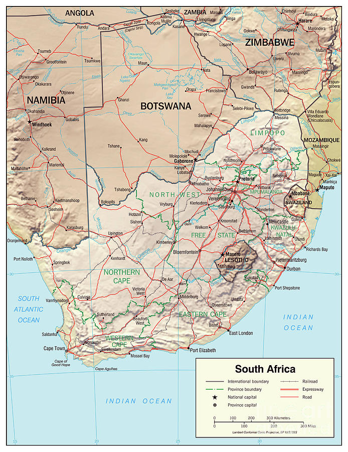 Physiographic Map Of South Africa, 2005 Drawing by Granger - Fine Art ...