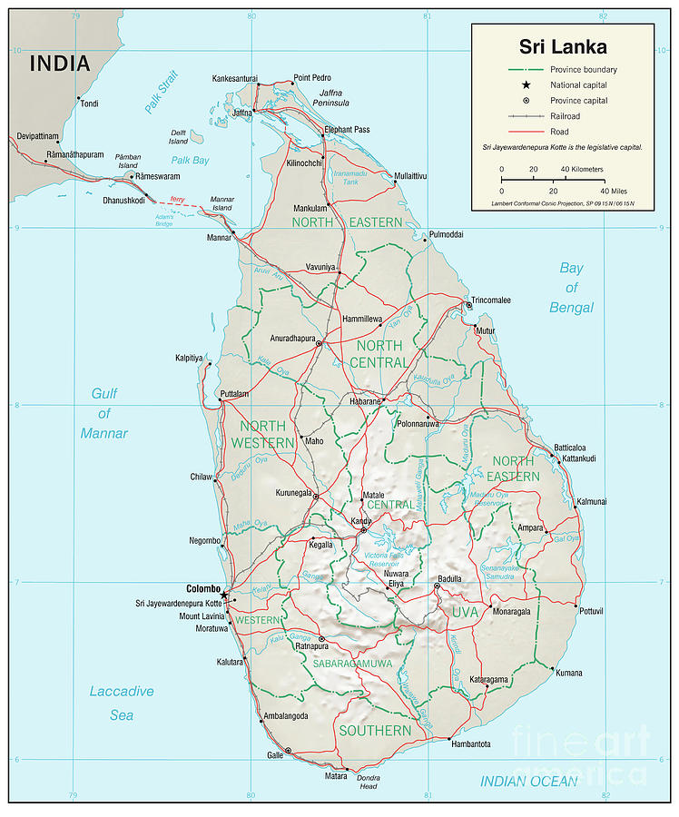 Physiographic Map Of Sri Lanka, 2001 Drawing by Granger - Fine Art America