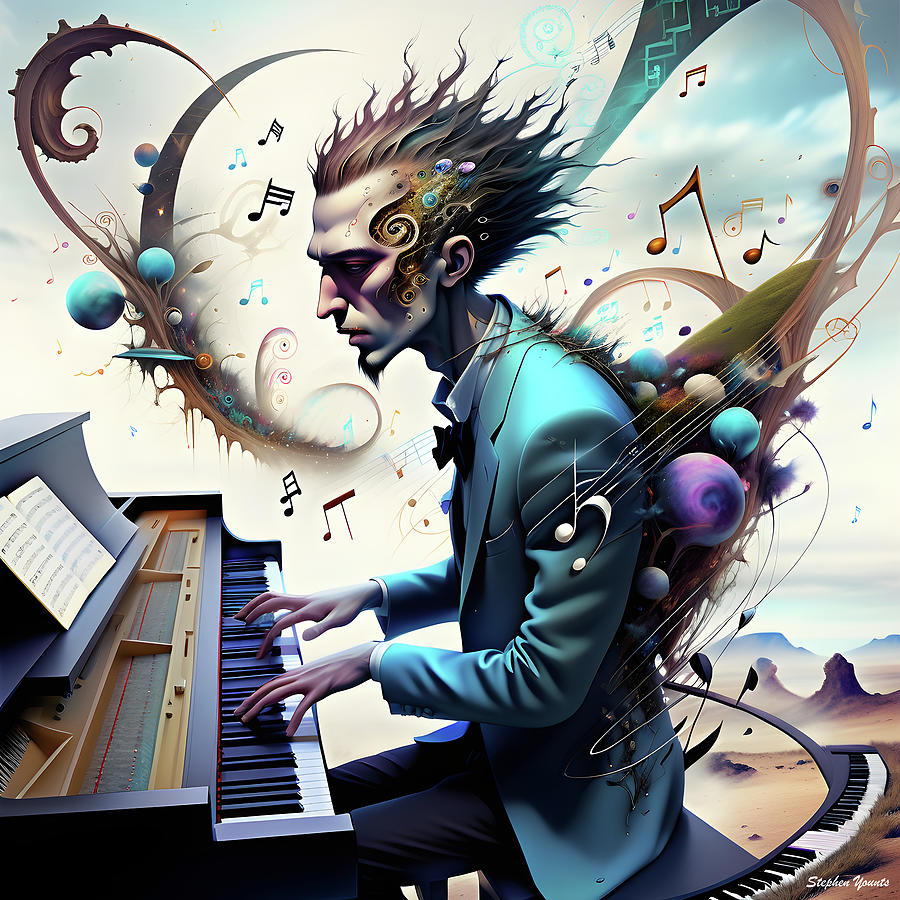 Pianist Digital Art by Stephen Younts