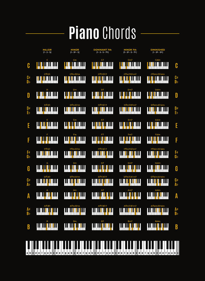 Piano Chord Reference Chart Digital Art by Penny And Horse | Pixels