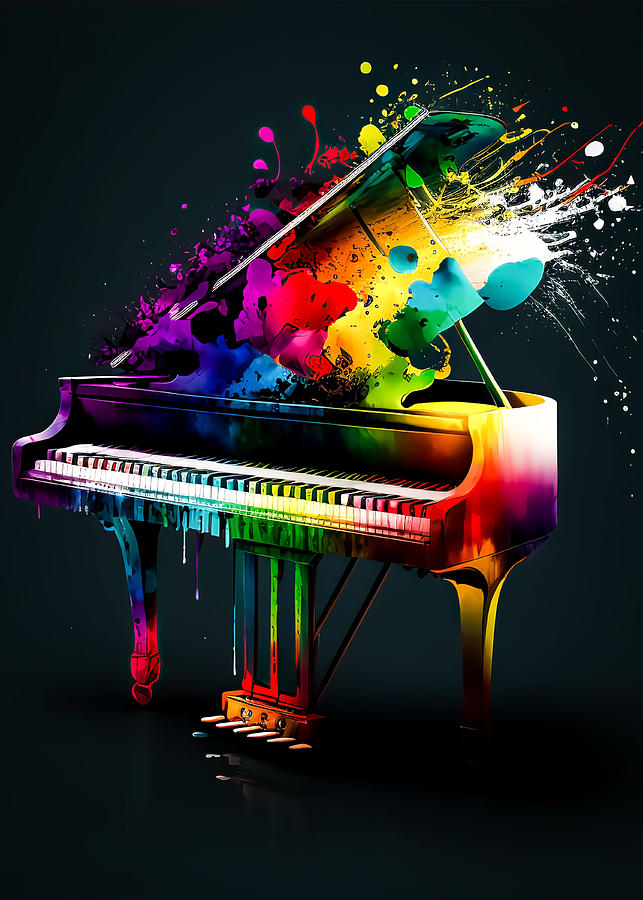 piano colorful Poster Painting by Saunders Davis - Fine Art America