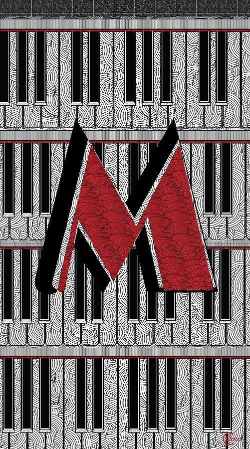 Piano Deco Monogram M Digital Art by Cecely Bloom