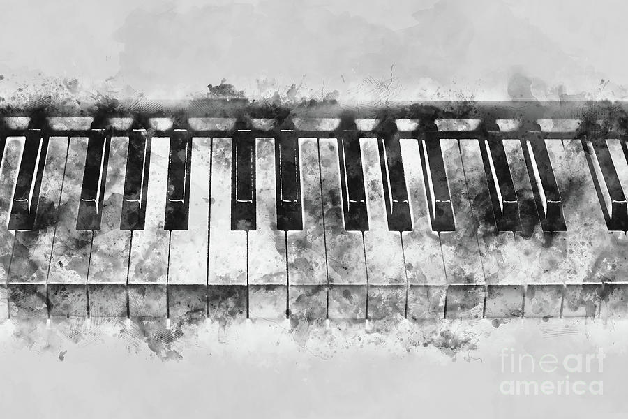 Piano keyboard ink watercolor Photograph by Delphimages Photo Creations