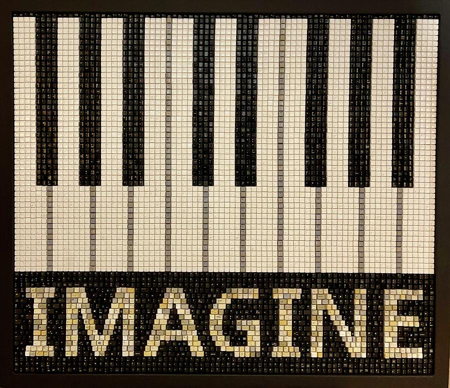 Piano Keys Imagine 2023 Sold Mixed Media by Doug Powell