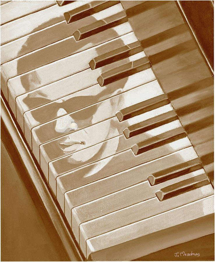 Piano Man in Sepia Painting by J L Meadows
