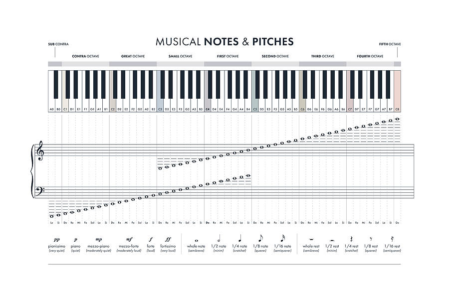 Piano Musical Notes and Pitches Digital Art by Penny And Horse | Fine ...