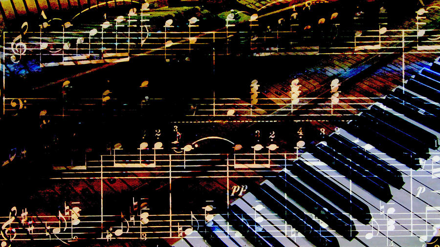 Piano Notes and Keys 2 Digital Art by Anita Burgermeister