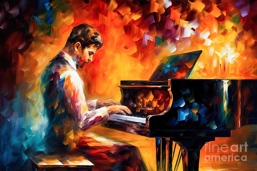 Jazz Painting - Piano Player Painting  by Mark Ashkenazi
