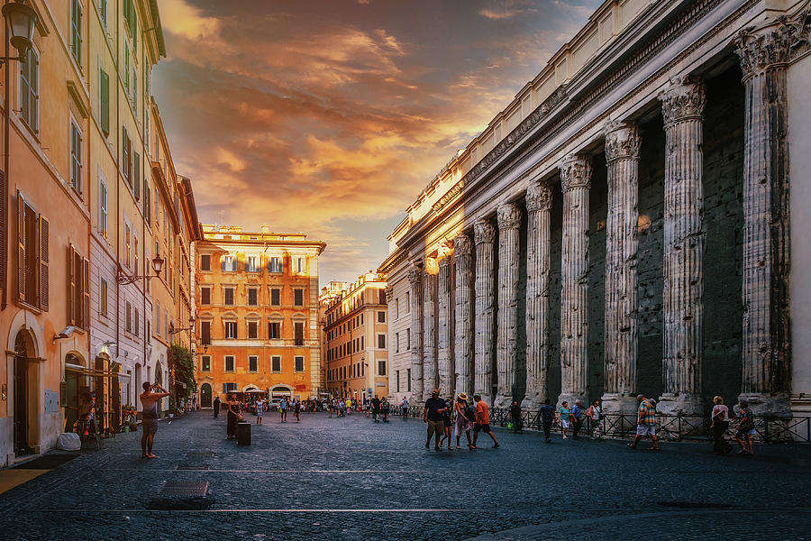 Piazza di Pietra in Rome at sunset Photograph by Karel Miragaya