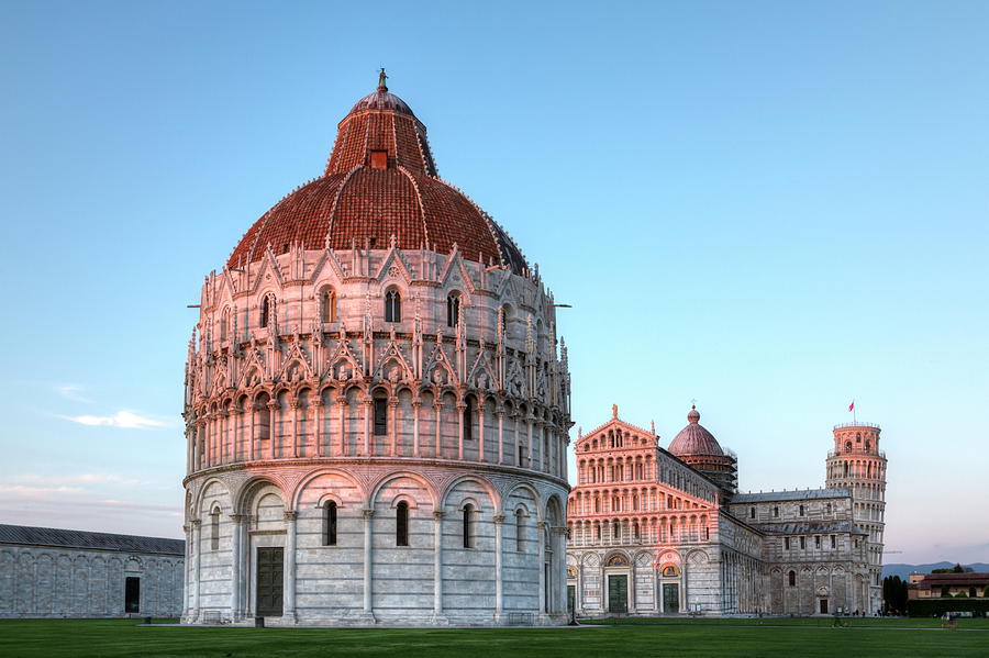 Piazza dei miracoli with the Basilica and the leaning tower, Pis Photograph by Elenarts - Elena Duvernay photo