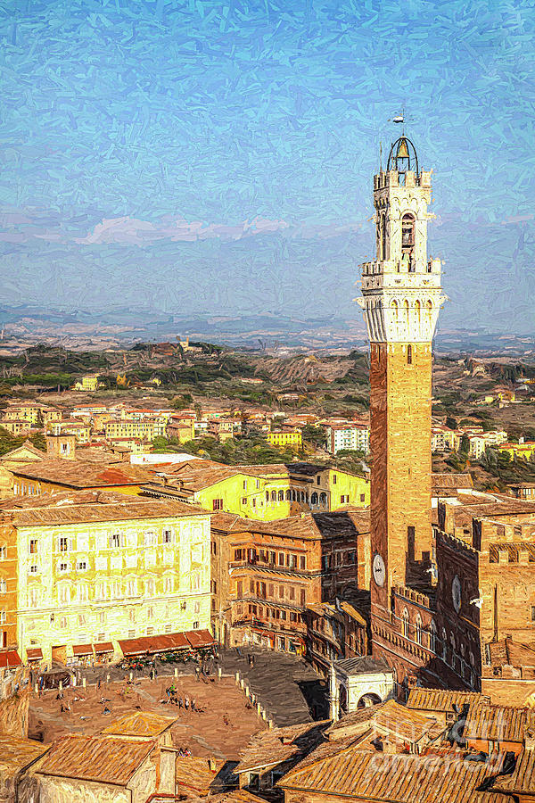 Piazza del Campo, Siena Digital Art by Liz Leyden